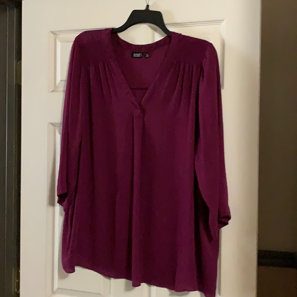 Ana Plum Blouse.  3X.